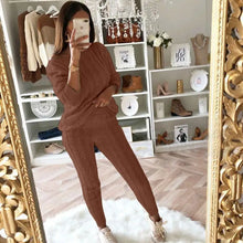 Load image into Gallery viewer, Autumn Winter Women 2 Piece Set Casual Knitted Tracksuit Sportswear Warm Sweater + Long Pants Outfits Women Autumn Wear S-5XL
