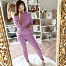 Load image into Gallery viewer, Autumn Winter Women 2 Piece Set Casual Knitted Tracksuit Sportswear Warm Sweater + Long Pants Outfits Women Autumn Wear S-5XL
