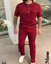 Load image into Gallery viewer, Summer Men Short-sleeved Suit fashionpocket  Sportswear Short-sleeved Shirt trousers Two-piece Mensuit S-XXXL
