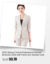 Load image into Gallery viewer, High Quality Fabric Women Formal Business Suits with Pants and Jackets Coat OL Style Elegant Professional Pantsuits Trousers Set
