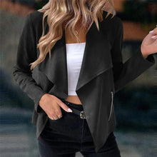 Load image into Gallery viewer, Women&#39;s Suit Jacket Solid Suede Lapel Zipper Pocket Office Commuting Formal Slim Cardigan Top Fashion Street Wear S-XL

