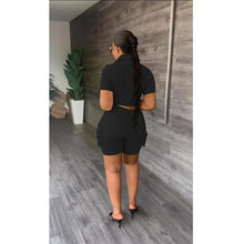 Load image into Gallery viewer, Streetwear Two Piece Set for Women Summer Outfits Pockets Short Sleeve Button-Up Shirt Top Short Sets Party Club Matching Sets
