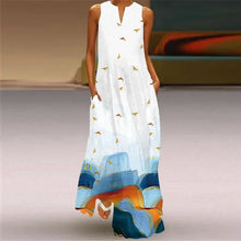 Load image into Gallery viewer, Vintage Maxi Dress Women Summer Loose Sleeveless Long Dresses Elegant Lady V Neck Pocket Boho Beach Sundress Vestidos Plus Size
