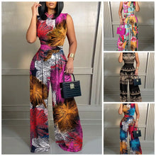 Load image into Gallery viewer, Elegant Women Wide Leg Long Juumpsuit 2024 Spring Summer Fashion Printed Sleeveless Casual Holiday Bodysuits Jumpsuits Trousers
