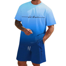 Load image into Gallery viewer, Men&#39;S Summer Suit Short-Sleeved T-Shirt Top Loose Shorts Pure Cotton Letter Print Round Neck Outdoor Breathable Casual Men Wear
