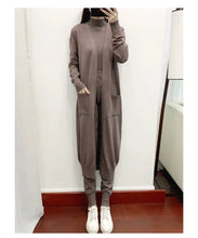Load image into Gallery viewer, Fashion Women Sweater 3 Piece Set Tracksuit Spring Autumn Long Cardigan Coat + Half Turtleneck Vest + Pants Knitted Suits Outfit

