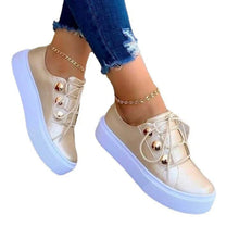 Load image into Gallery viewer, Summer White Women Shoes Fashion Round Toe Platform Shoes Plus Size Casual Sneakers Lace Up Flats Women Slip On Tennis Shoes
