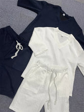 Load image into Gallery viewer, Summer Sports Suit Men&#39;s V-neck Top Loose Two-piece Set Men&#39;s Casual Trend Street Retro Suit new in men&#39;s sets sollid

