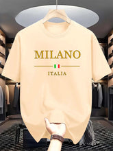 Load image into Gallery viewer, Men&#39;s summer 100 cotton fashionable casual loose plus size MILANO ITALIA pattern printed sports round neck short sleeved T-shirt
