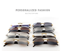 Load image into Gallery viewer, KENBO 2024 Vintage Rimless Rectangle Sunglasses for Women Men Luxury Sun Glasses Fashion Crystal Wood Eyewear Shades UV400
