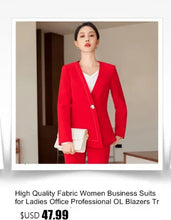 Load image into Gallery viewer, High Quality Fabric Women Formal Business Suits with Pants and Jackets Coat OL Style Elegant Professional Pantsuits Trousers Set
