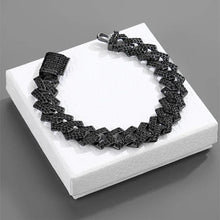 Load image into Gallery viewer, New Iced Out Crystal Full Black Hip Hop Men Women Choker Necklace Cool Box Clasp Curb Miami Cuba Chain Rapper Jewelry 40cm
