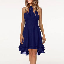 Load image into Gallery viewer, Summer Elegant Women Dresses High Waist Sexy Cropped Layered Solid Halter Dress Ladies Casual Sleeveless Chiffon Party Dress
