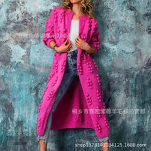 Load image into Gallery viewer, Women Knit Long Cardigan Sweaters Full Sleeved Spliced Casual Jumpers Dot V Neck Thick Warm Sweater Autumn Winter 2024
