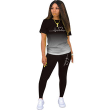Load image into Gallery viewer, Summer Women Fashion Print Clothes T-shirt and Pants Suit Summer Sport Wear Casual Cotton Yoga Gym Lady Clothes Suit
