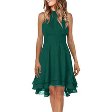 Load image into Gallery viewer, Summer Elegant Women Dresses High Waist Sexy Cropped Layered Solid Halter Dress Ladies Casual Sleeveless Chiffon Party Dress
