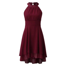 Load image into Gallery viewer, Summer Elegant Women Dresses High Waist Sexy Cropped Layered Solid Halter Dress Ladies Casual Sleeveless Chiffon Party Dress

