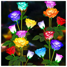 Load image into Gallery viewer, Solar Garden Lights Waterproof LED Outdoor Simulation Rose Flower Solar Light Pathway Lights for Yard Garden Backyard Decor ﻿
