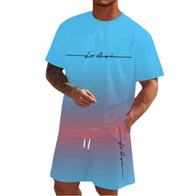 Load image into Gallery viewer, Men&#39;S Summer Suit Short-Sleeved T-Shirt Top Loose Shorts Pure Cotton Letter Print Round Neck Outdoor Breathable Casual Men Wear
