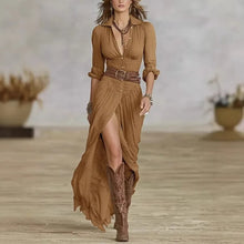 Load image into Gallery viewer, Women's Fall 2026 Sexy Solid Color Irregular Pleated Belted Dress
