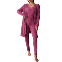 Load image into Gallery viewer, Fall Winter 3 Piece Homewear For Women Solid Cardigan Fashion Pant And Vest Ladies Suit Vintage Fashion Ladies Three Piece Set
