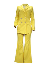 Load image into Gallery viewer, Autumn Winter 2 Piece Outfits for Women Blazer Jackets High Waisted Straight Leg Pants Suits Set Business Casual Office
