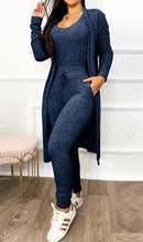 Load image into Gallery viewer, Two Piece Set Women Outfit 2024 Spring Fashion Drawstring Pocket Design U-Neck Sleeveless Skinny Jumpsuit &amp; Long Sleeve Coat Set
