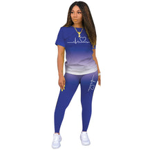 Load image into Gallery viewer, Summer Women Fashion Print Clothes T-shirt and Pants Suit Summer Sport Wear Casual Cotton Yoga Gym Lady Clothes Suit
