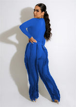 Load image into Gallery viewer, Elegant 2 Piece Sets Women Outfit 2024 Autumn Winter Long Sleeve Bodysuit Top and Tassel Pants Matching Sets Conjuntos Femininos
