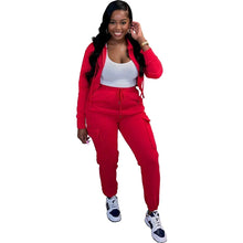 Load image into Gallery viewer, CM.YAYA Fashion Women&#39;s Set Long Sleeve Zipper Fly Hoodies and Jogger Cargo Pants 2023 Active Two 2 Piece Sets Outfit Tracksuit
