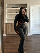 Load image into Gallery viewer, Autumn And Winter New Long Sleeves Hoodie Zipper Crop top Suits Tracksuits Women&#39;s Fashion Pants Gray Bodycon Flare 2 Piece Sets
