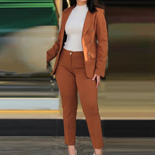Load image into Gallery viewer, Women Two Pieces Pant Suits, Spring Autumn Loungewear Solid Fashion Matching Sets, 2023 Cardigan Top Pencil Pants Ladies Outfit
