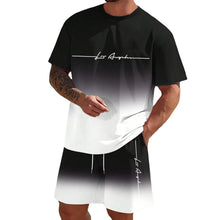 Load image into Gallery viewer, Men&#39;S Summer Suit Short-Sleeved T-Shirt Top Loose Shorts Pure Cotton Letter Print Round Neck Outdoor Breathable Casual Men Wear
