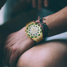 Load image into Gallery viewer, Hot Fashion Green Watches Men Brand UNIGUET Luxury Stainless Steel Hip Hop Rainbow Diamond Quartz Wristwatch Male Dropshipping ﻿

