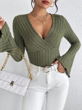 Load image into Gallery viewer, Women&#39;s Fall and Winter Long-sleeved Tops, V-neck Sexy Slim Striped Women&#39;s Tops, Long-sleeved T-shirt Knitted Bottoming Shirt
