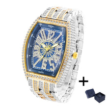 Load image into Gallery viewer, Luxury Gold Watches Men Brand MISSFOX Fashion Hip Hop lce Diamond Sun Pattern Literal Quartz Wristwatch Male Dropshipping Hot
