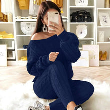 Load image into Gallery viewer, Autumn Winter Women 2 Piece Set Casual Knitted Tracksuit Sportswear Warm Sweater + Long Pants Outfits Women Autumn Wear S-5XL
