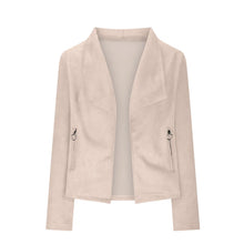 Load image into Gallery viewer, Women&#39;s Suit Jacket Solid Suede Lapel Zipper Pocket Office Commuting Formal Slim Cardigan Top Fashion Street Wear S-XL
