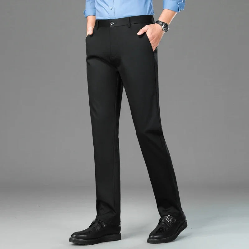 5 Colors Men's Business Casual Pants Autumn New Anti-wrinkle Stretch Straight Soft Trousers Fashion Formal Male Clothing