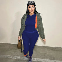 Load image into Gallery viewer, Europe Style Women&#39;s Autumn New Solid Color Round Neck Long Sleeve Tight Top Fashion Street Trouser Suit Women
