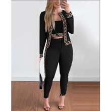 Load image into Gallery viewer, 3 Piece Sets Outfits Vest Tops Streetwear Cardigan Coats Street Hipster Pants Sets Women Skinny Trousers Leggings
