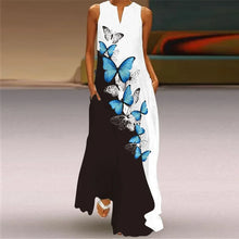 Load image into Gallery viewer, Vintage Maxi Dress Women Summer Loose Sleeveless Long Dresses Elegant Lady V Neck Pocket Boho Beach Sundress Vestidos Plus Size
