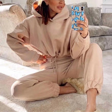 Load image into Gallery viewer, Fall Winter 2025 New Women's Hoodies Two Piece Set - Oversized Hoodie Sweatpants Sportswear Suit |Casual Sweatshirt Trouser Set
