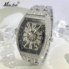 Load image into Gallery viewer, Luxury Gold Watches Men Brand MISSFOX Fashion Hip Hop lce Diamond Sun Pattern Literal Quartz Wristwatch Male Dropshipping Hot
