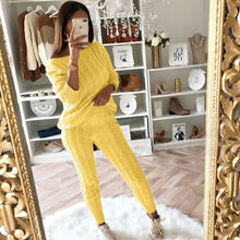 Load image into Gallery viewer, Autumn Winter Women 2 Piece Set Casual Knitted Tracksuit Sportswear Warm Sweater + Long Pants Outfits Women Autumn Wear S-5XL

