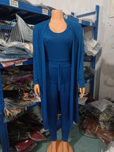 Load image into Gallery viewer, Two Piece Set Women Outfit 2024 Spring Fashion Drawstring Pocket Design U-Neck Sleeveless Skinny Jumpsuit &amp; Long Sleeve Coat Set
