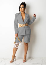 Load image into Gallery viewer, Office Lady Female Short Sets Long Sleeves Single Breasted Blazer Suit Elegant OL High Waist Pants Two Piece Set Women Outfit

