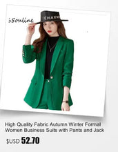 Load image into Gallery viewer, High Quality Fabric Women Formal Business Suits with Pants and Jackets Coat OL Style Elegant Professional Pantsuits Trousers Set
