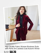 Load image into Gallery viewer, High Quality Fabric Women Formal Business Suits with Pants and Jackets Coat OL Style Elegant Professional Pantsuits Trousers Set

