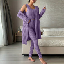 Load image into Gallery viewer, Fall Winter 3 Piece Homewear For Women Solid Cardigan Fashion Pant And Vest Ladies Suit Vintage Fashion Ladies Three Piece Set
